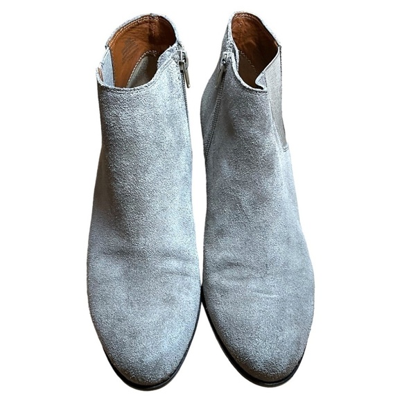 LUCKY BRAND Genuine Suede Leather Beige Ankle Booties Stacked 2.5” Heel US Sz 10 - Picture 4 of 10